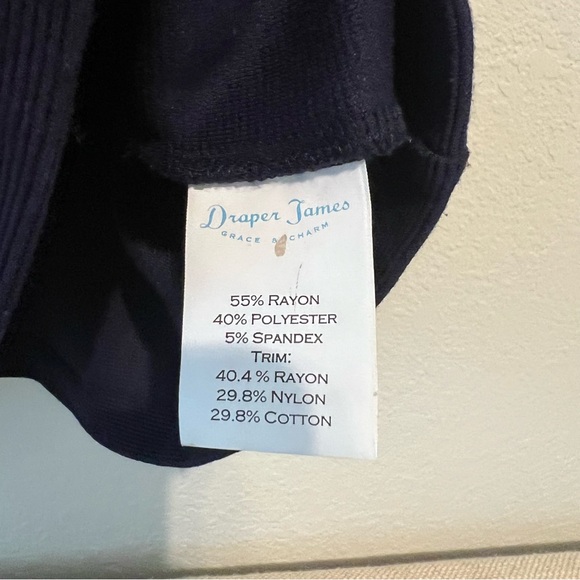 Draper James Navy Blue Lace Yoke Flutter Short Sleeve Dress L - Picture 8 of 8